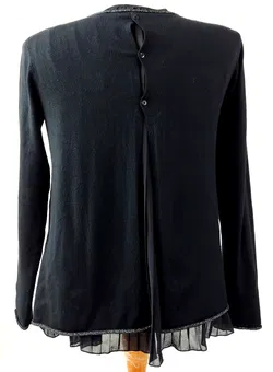 Marinello Damen Pullover mit Stoff Zusatz schwarz Gr.M - Bild 2