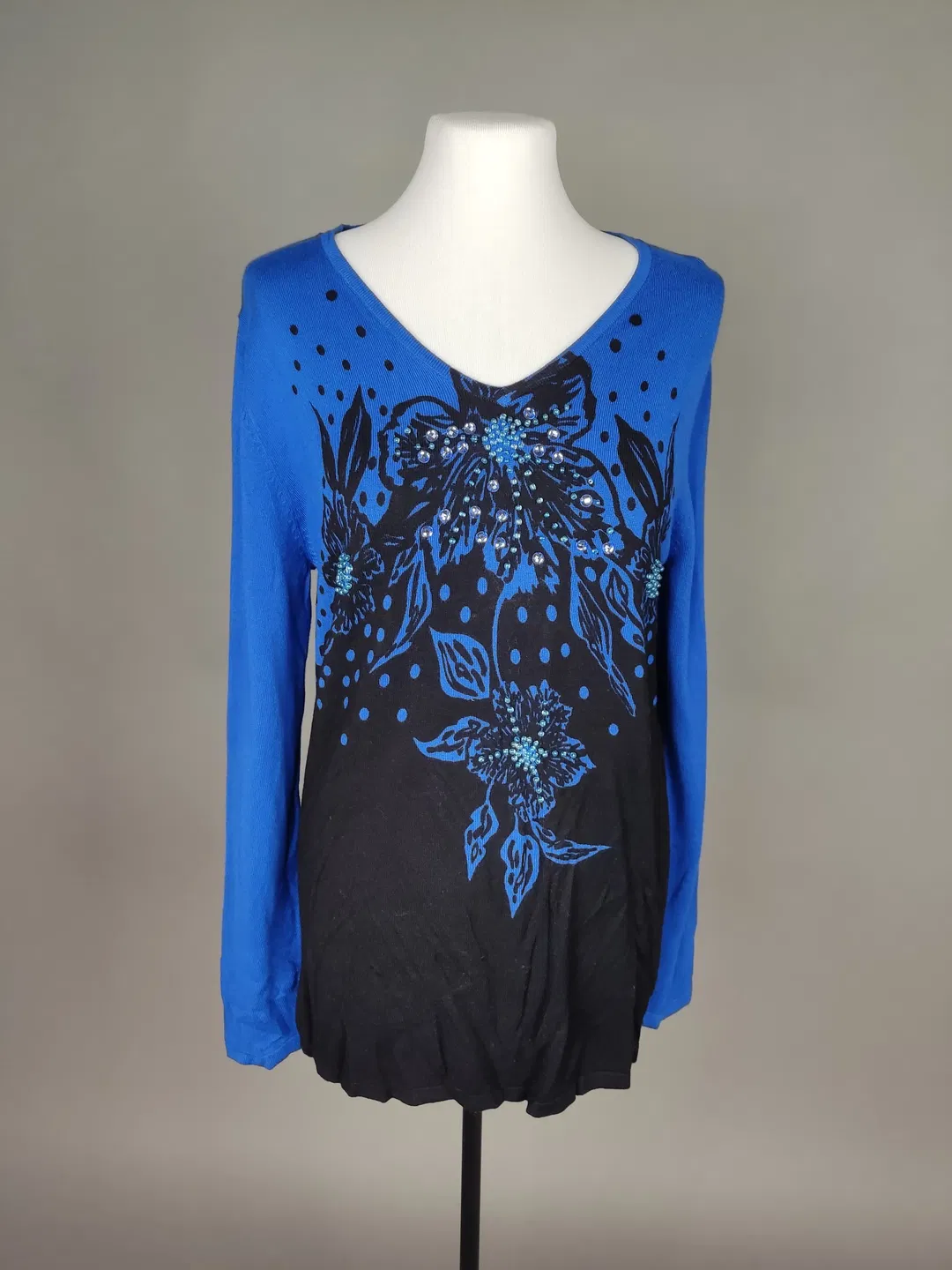 Damen Pullover blau-schwarz - XL / 42 - Bild 4