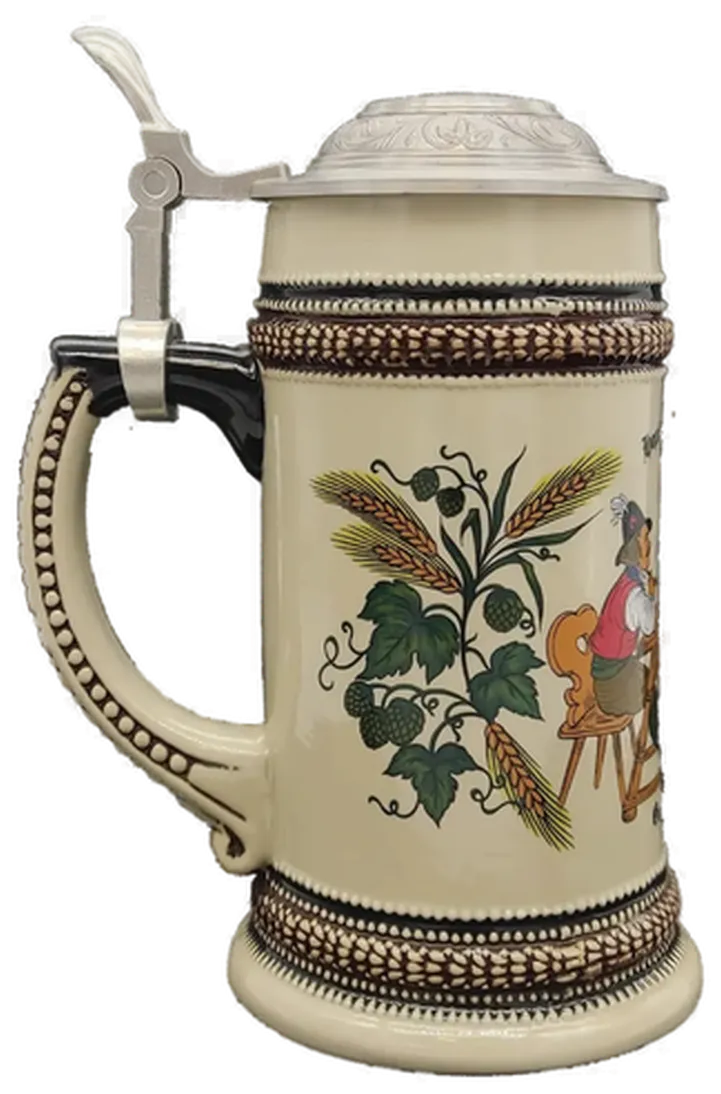 Kunst und Handelshaus Sachsen Retro Bierkrug mit Zinndeckel - 18cm Höhe – Bild 4