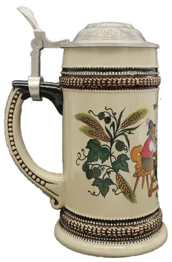 Kunst und Handelshaus Sachsen Retro Bierkrug mit Zinndeckel - 18cm Höhe - Bild 4