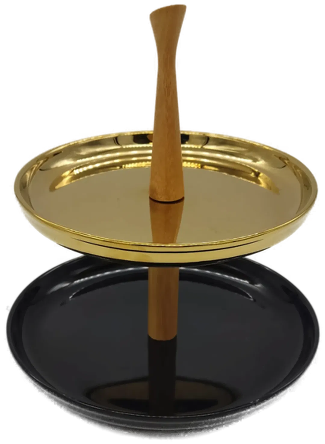 Etagere 2-Stöckig aus Metall, Schwarz/Gold - Bild 1