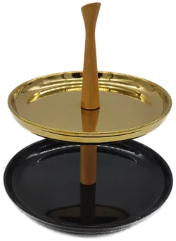 Etagere 2-Stöckig aus Metall, Schwarz/Gold - Bild 1