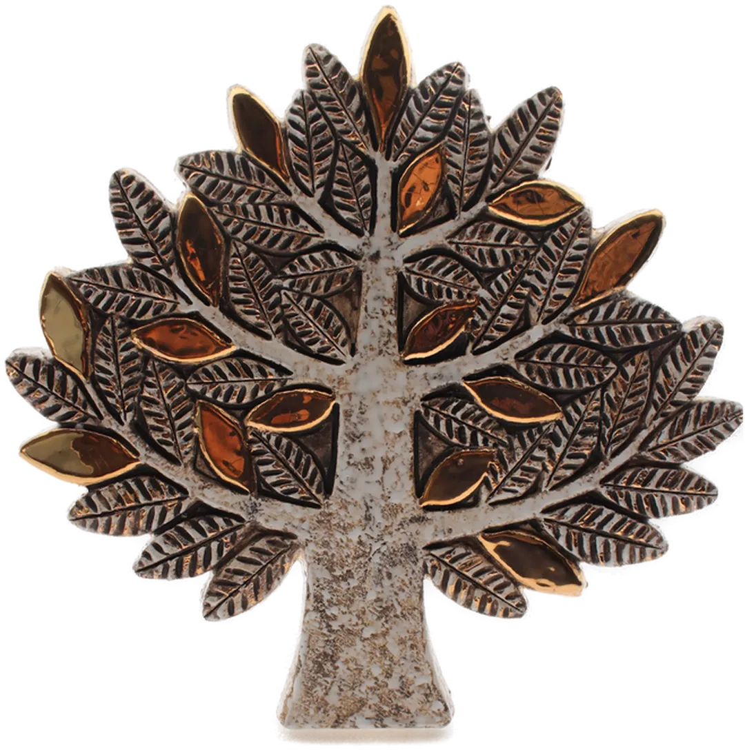 Keramikbaum „Hallstatt“ – Dekoobjekt mit bronzefarbenen Blättern & Wandmontage - Bild 1