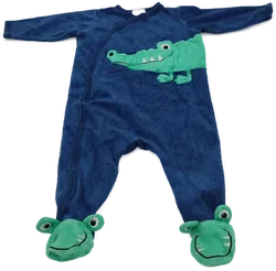 H&M Baby Jungen Pyjama, blau/grün, Größe 62, Frottee, mit Druckknöpfen - Bild 1