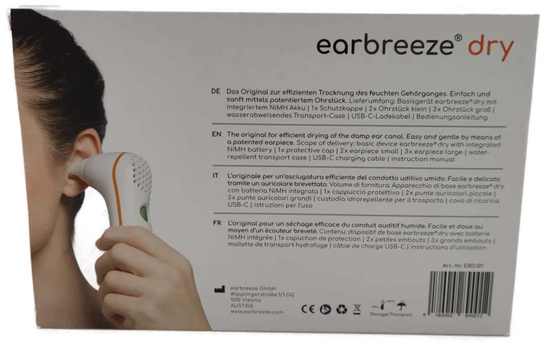 Elektrischer Warmluft-Ohrtrockner earbreeze Pflegehelfer | Neu mit Etikett – Bild 2