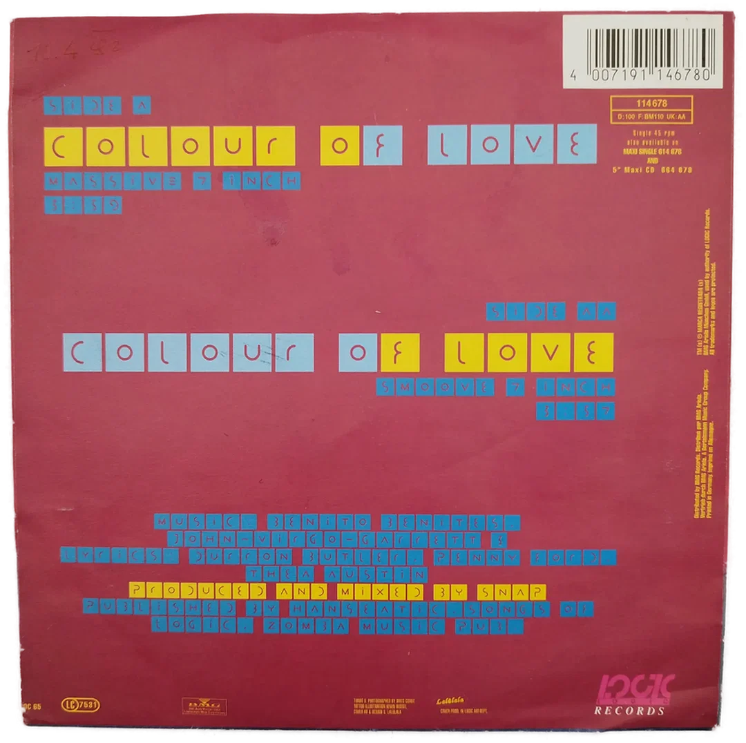 Vinyl Single Snap – Colour Of Love (1991) | 90er Dance-Klassiker – Bild 2
