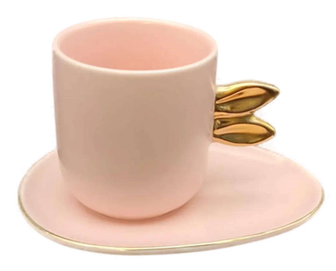 Oster Kaffeebecher pastellrosa mit Untertasse - Bild 1