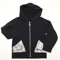 Kinder, Kapuzen Sweatjacke, schwarz  – Vorschau 1