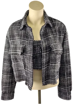 H&M Damenblazer Mit Top Schwarz-Weiß | Retro-Chic