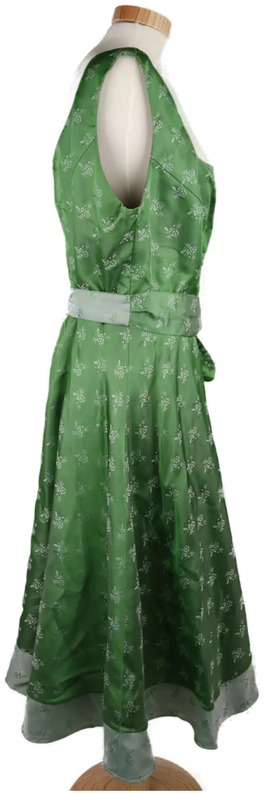 Trachtenkleid "Chris Thien", ärmellos mit tiefem Ausschnitt, Tailiert, grün mit Muster, Größe 46 – Bild 2