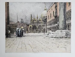 Piazzetta Venedig - Luigi Kasimir - Radierung in Farbe  - Bild 2