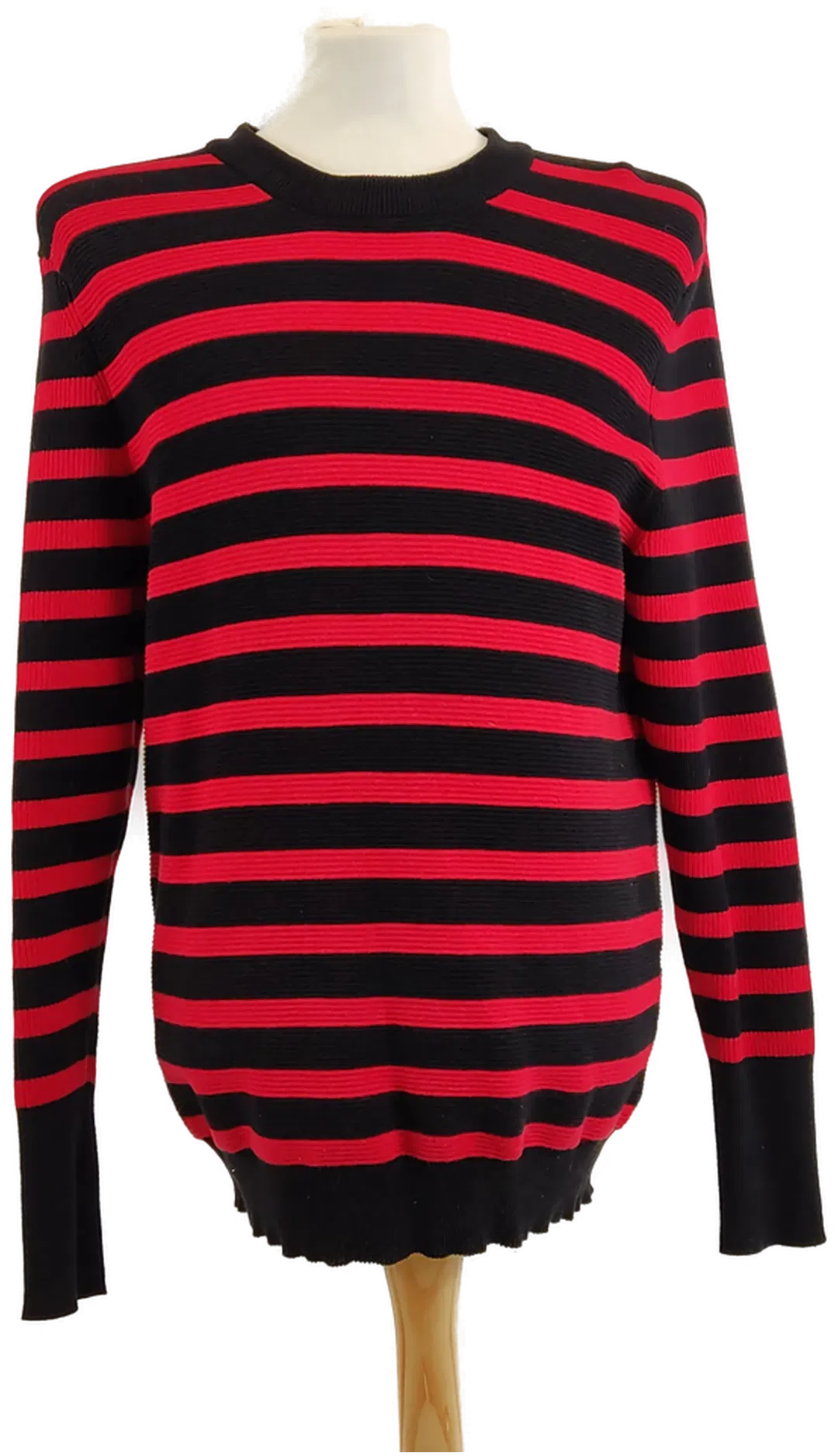ZARA Herren Pullover Rundhals, Rot-Schwarz gestreift, Gr. 42  - Bild 1