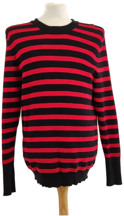 ZARA Herren Pullover Rundhals, Rot-Schwarz gestreift, Gr. 42  - Bild 1