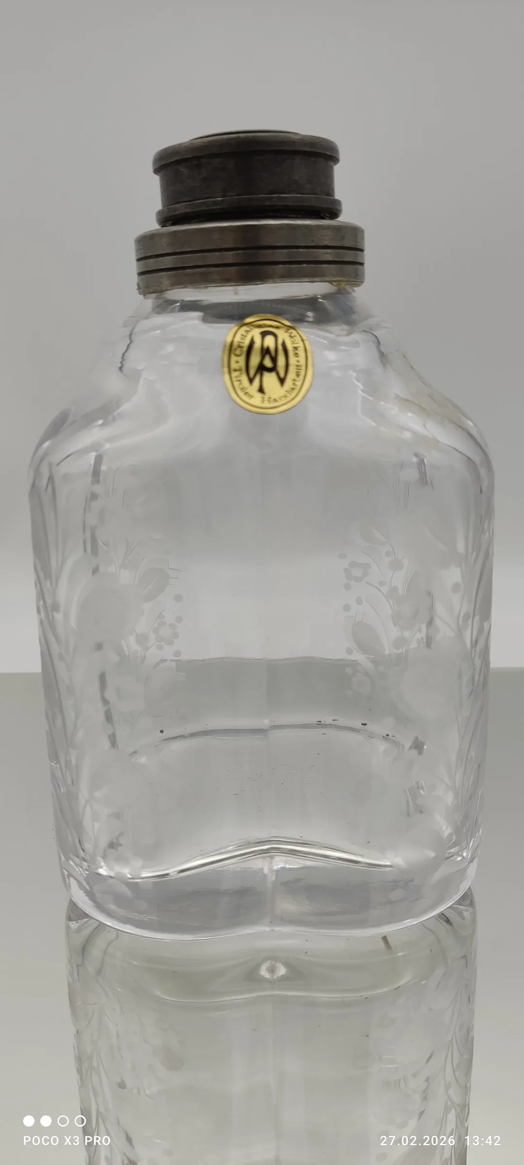 Handgefertigte Glasflasche Sonstige Transparent | Blumen-Schliff - Bild 1