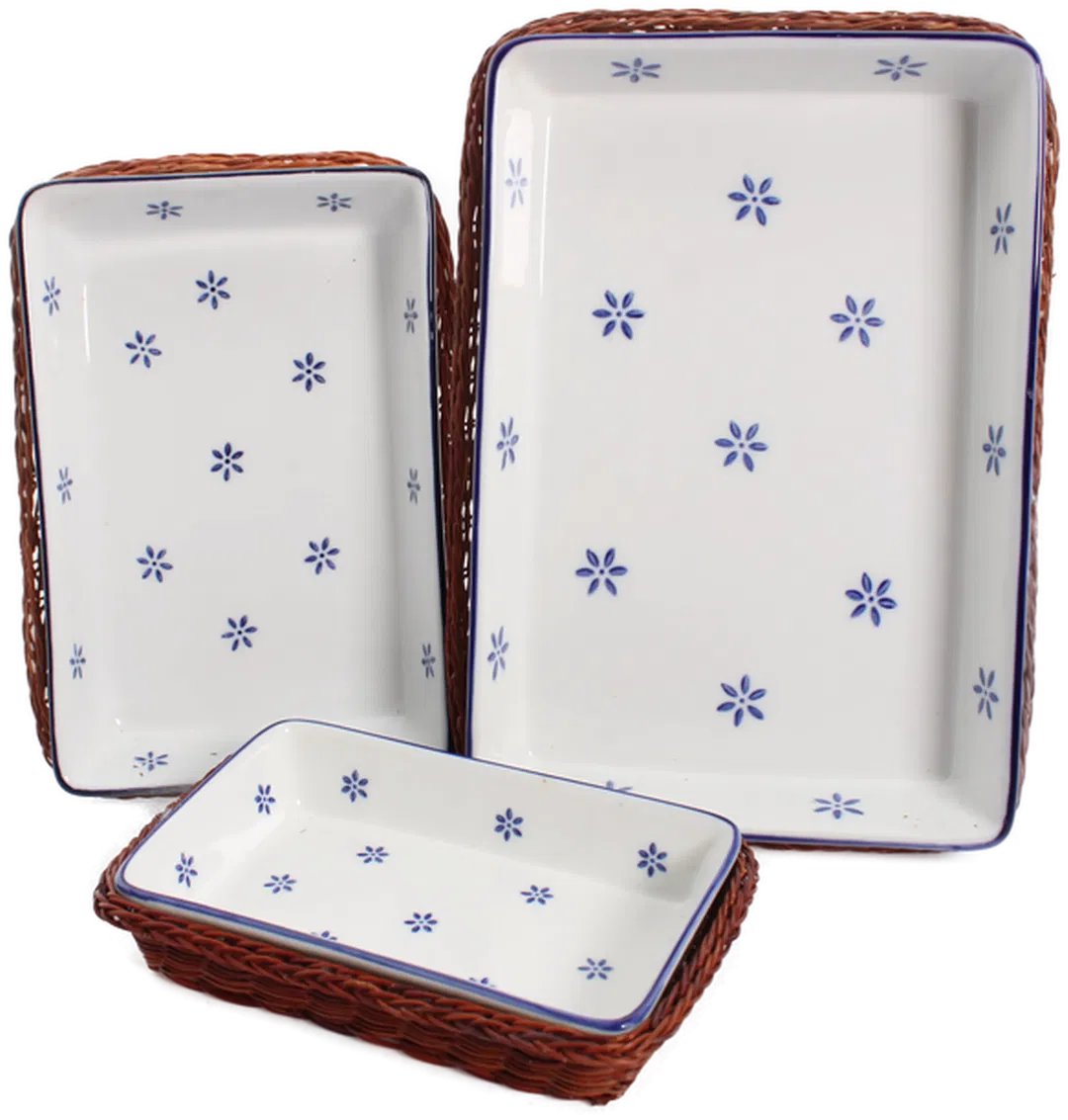 Vintage Keramik-Kasserollen mit Weidenkörben – 3-teiliges Set - Bild 4