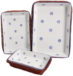 Vintage Keramik-Kasserollen mit Weidenkörben – 3-teiliges Set - Bild 1
