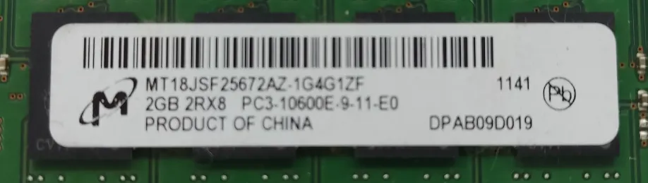 Micron 2GB DDR3 2Rx8 PC3-10600E-9-11-E0 Arbeitsspeicher / RAM – Bild 2
