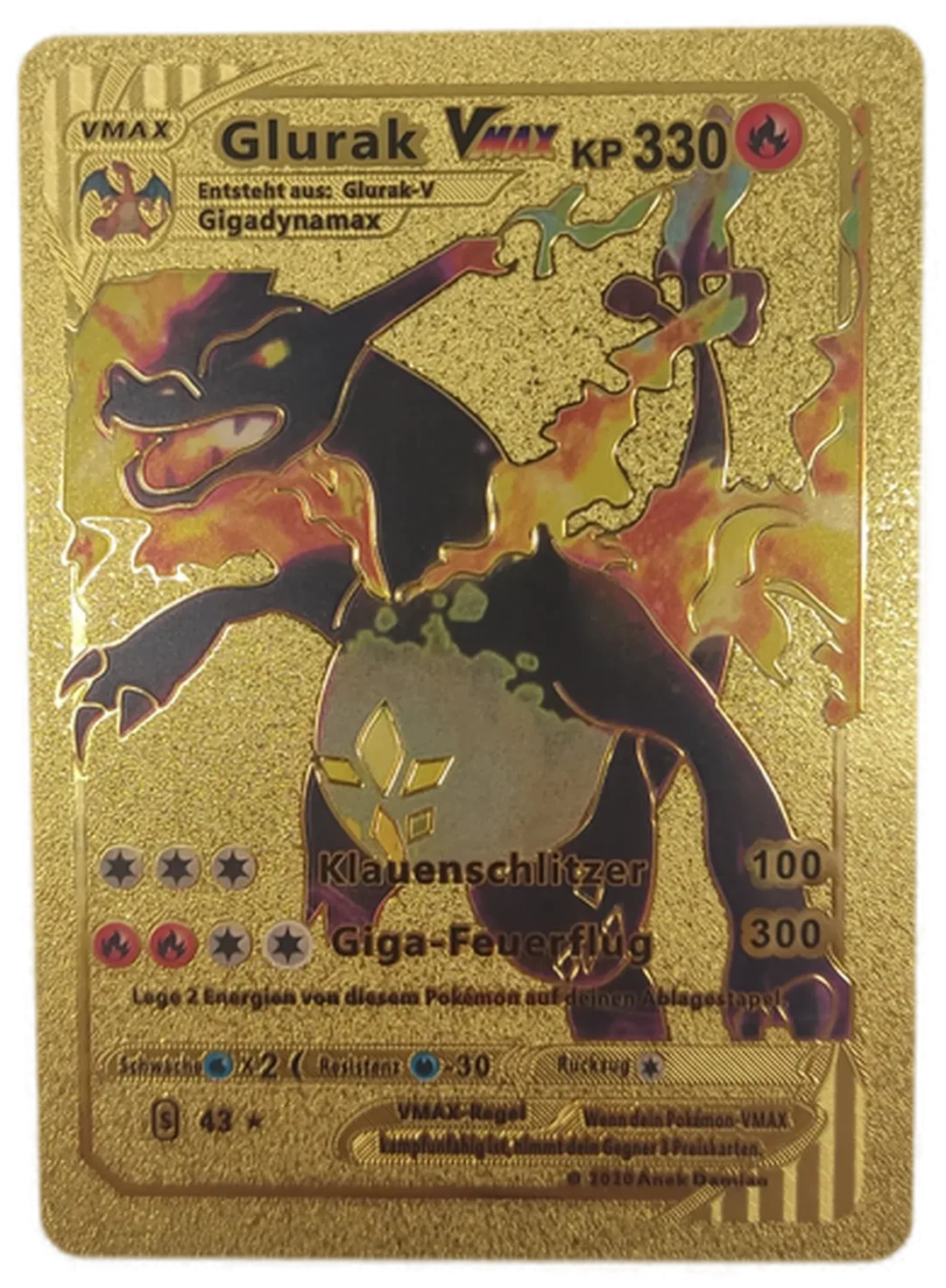 Pokémon Sammelkarte Goldfolie Glurak Vmax - Bild 1