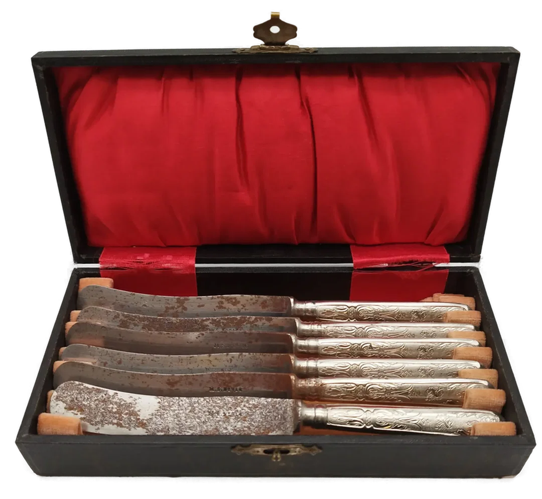 Antikes Messer Set - 6-teilig / silber-farbig - Bild 4