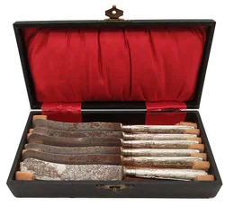 Antikes Messer Set - 6-teilig / silber-farbig - Bild 1