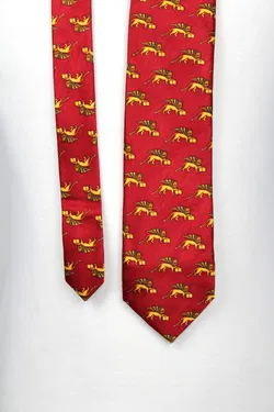 Fabris Venezia Seidenkrawatte mit goldenem Markuslöwen, dunkelrot  - Bild 2