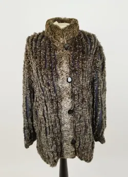 Exklusiver Strickmantel mit Pelz - ca. L - Bild 1