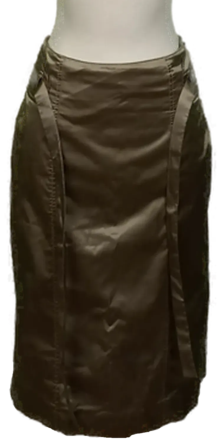 Marc Cain Damen Midirock khaki glänzend Gr. S  – Bild 2