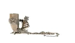 Vintage Trinkhorn, Bacchus Satyr, BMF 94% mit Halskette! - Bild 2