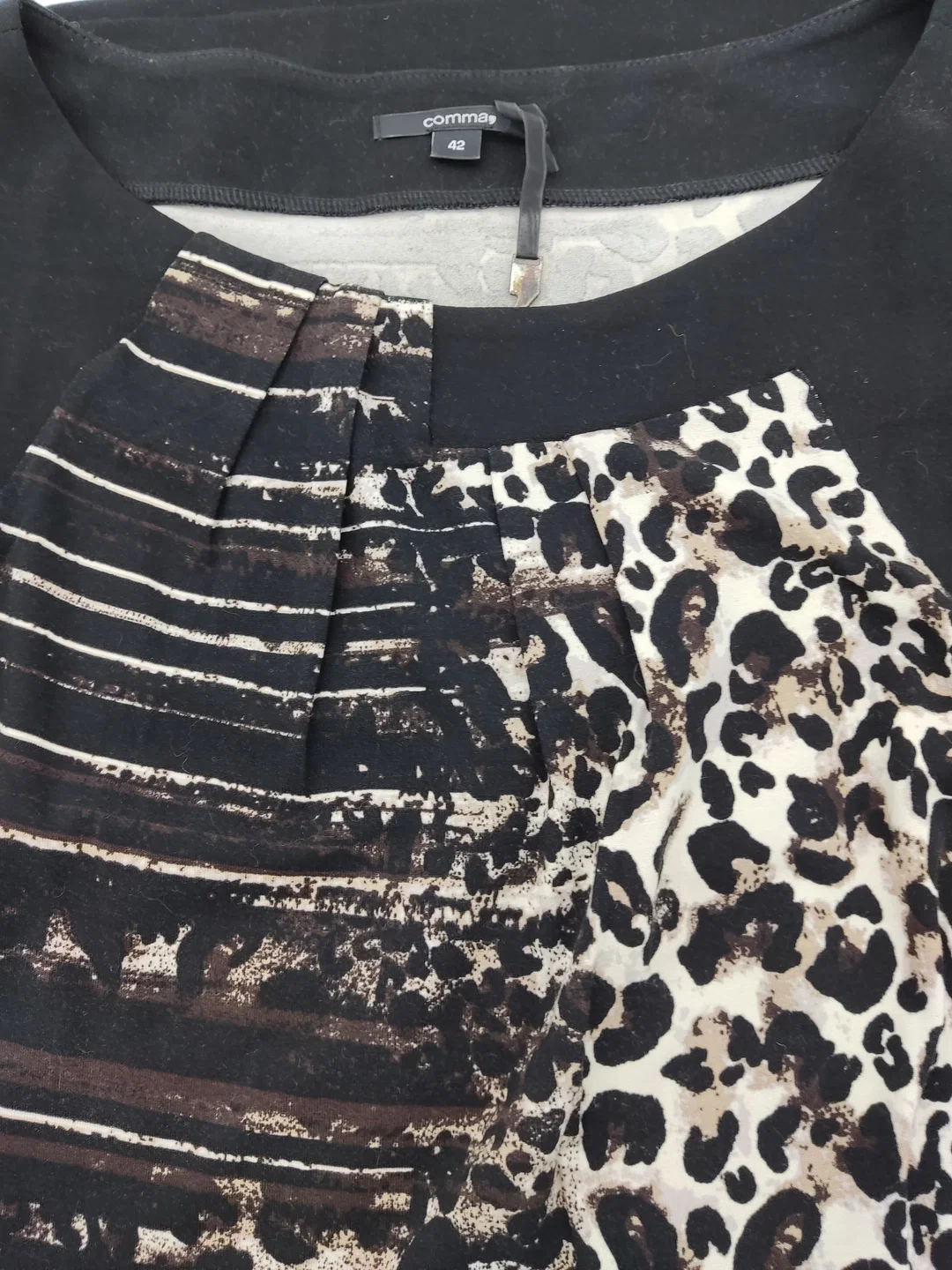 Comma Damen Leo Kleid schwarz/braun Gr. 42 – Bild 3