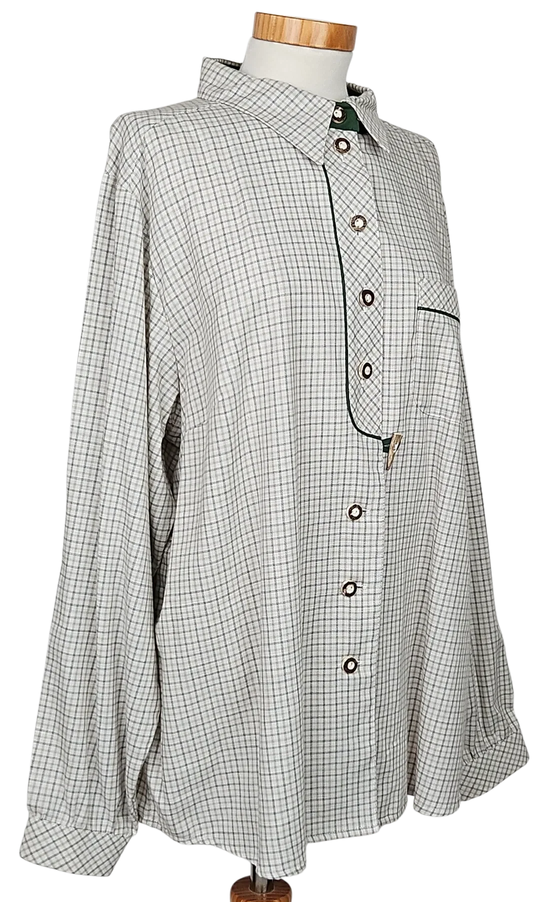 Styrian lady Vintage Damen Trachtenbluse, beige/grün - Gr. XL  – Bild 2