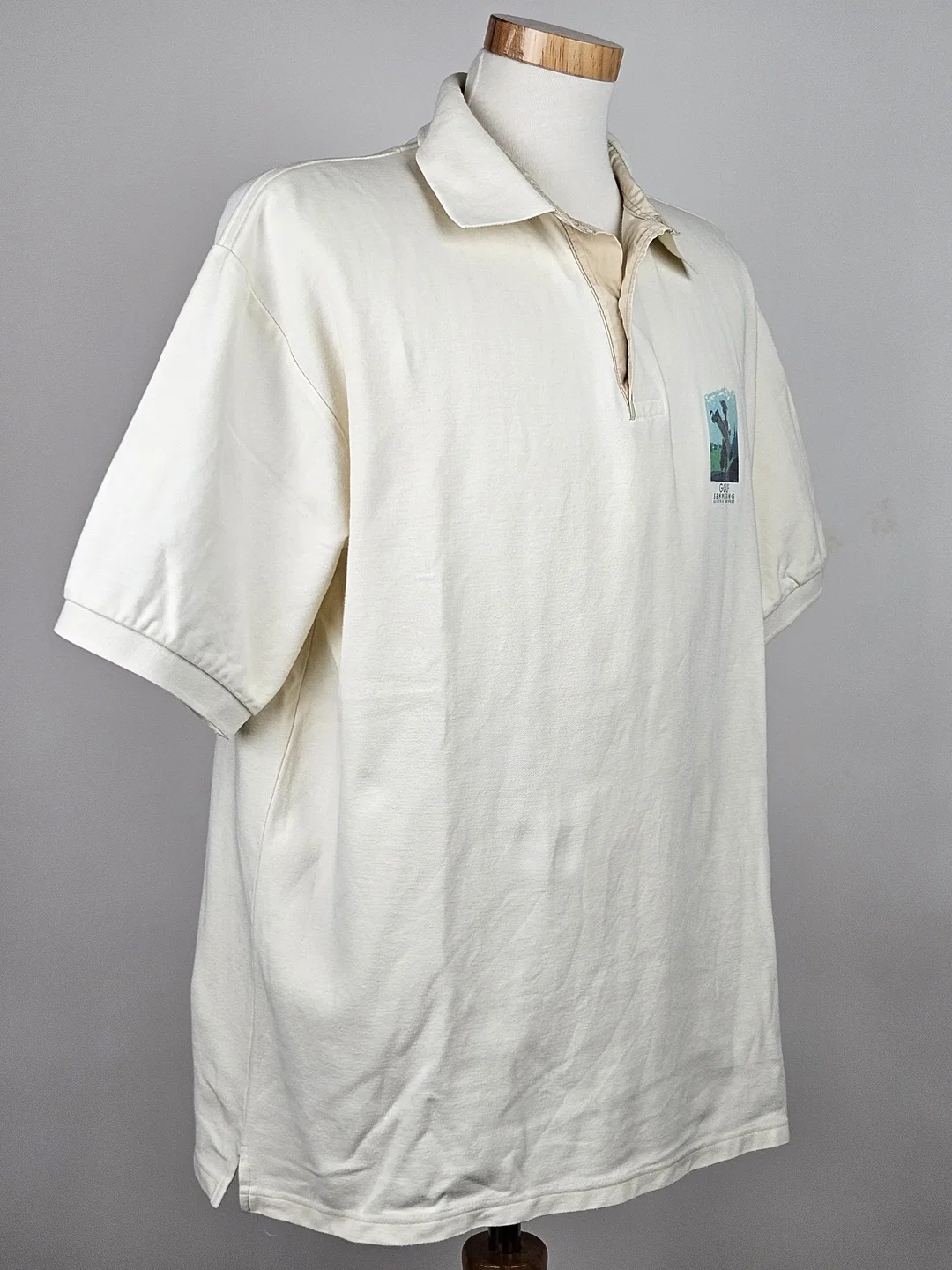 Vintage GOLF SIMMERING AUSTRIA 3000 FEET Herren Poloshirt, beige - XXL  – Bild 2