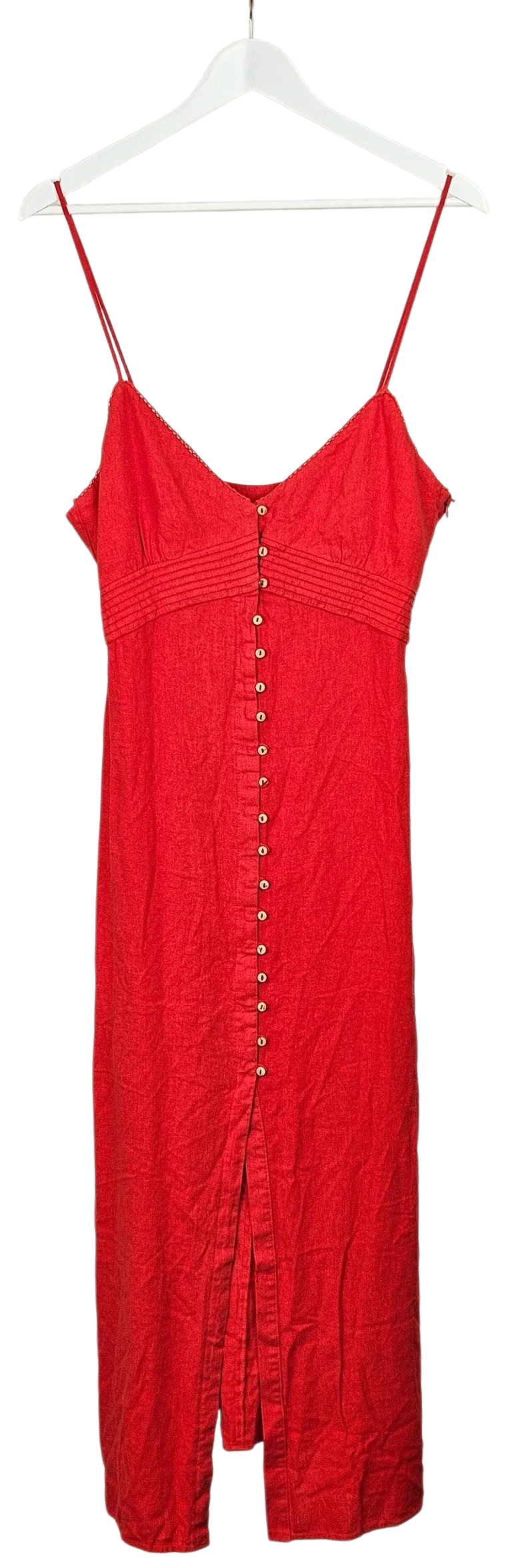 ZARA Damen Leinenkleid, rot - Gr. L - Bild 4