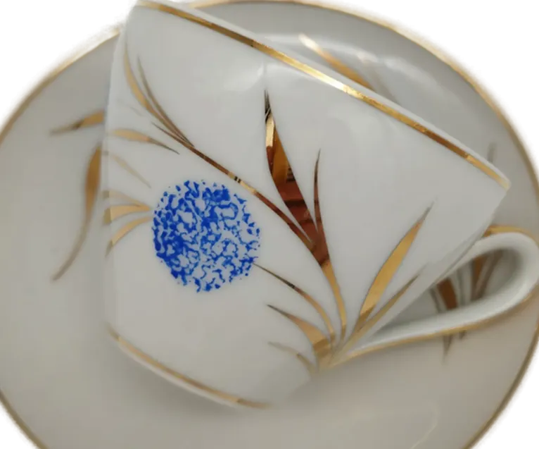 Espressoset aus Porzellan – Tasse mit Unterteller, Graf von Henneberg, Ilmenau, gebraucht mit Schönheitsfehler – Bild 2