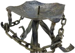 Massiver Rustikaler Kerzenständer aus Metall blau schimmernd 24 cm - Bild 2