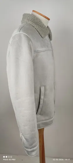 Graue Zara Jacke in Wildlederoptik - Bild 4