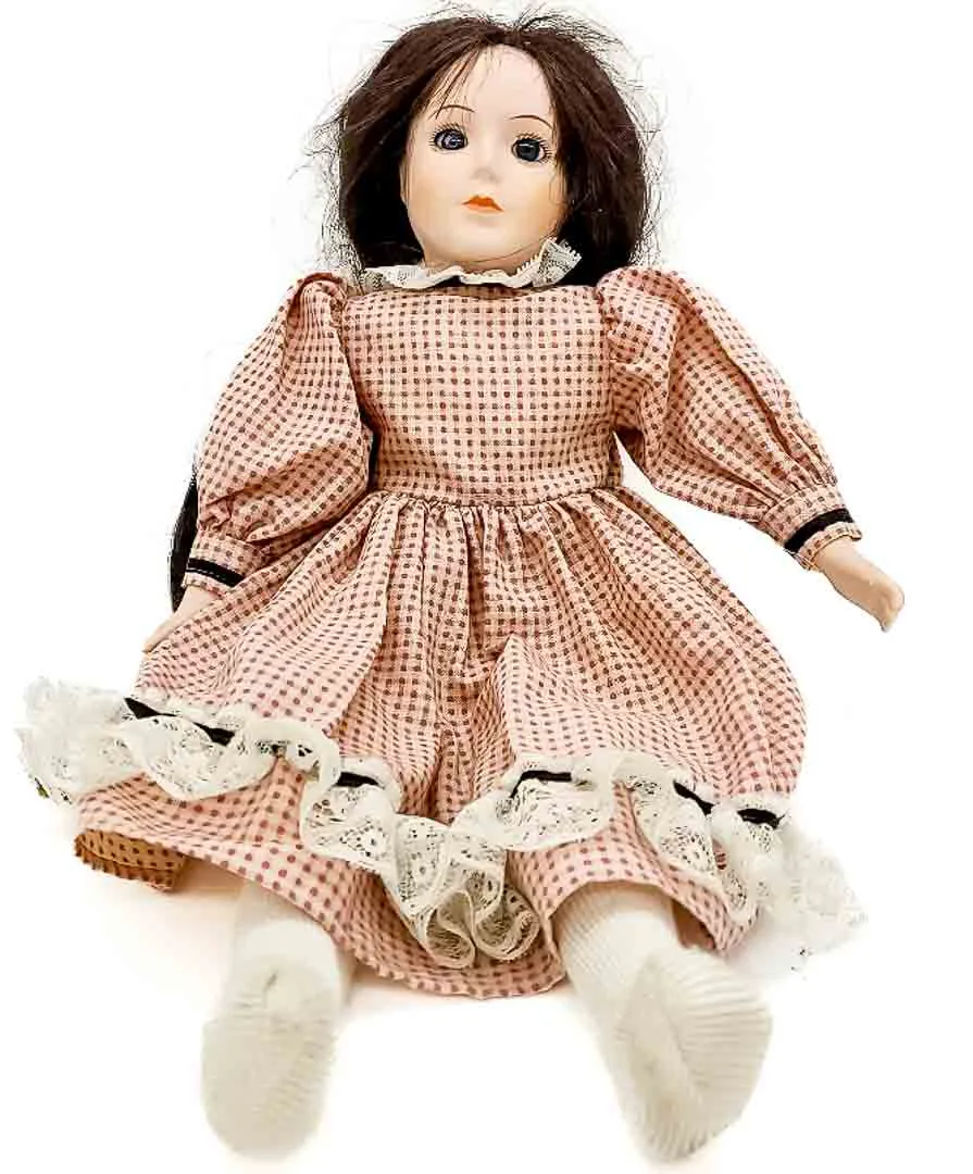 Vintage Porzellanpuppe mit Stoffkörper ca 38cm - Bild 2