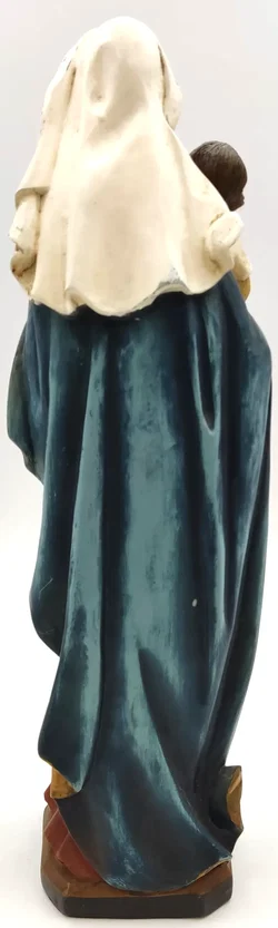 Vintage traditionelle Muttergottes Statue mit Jesukind – handgefertigt aus Holz - Bild 3