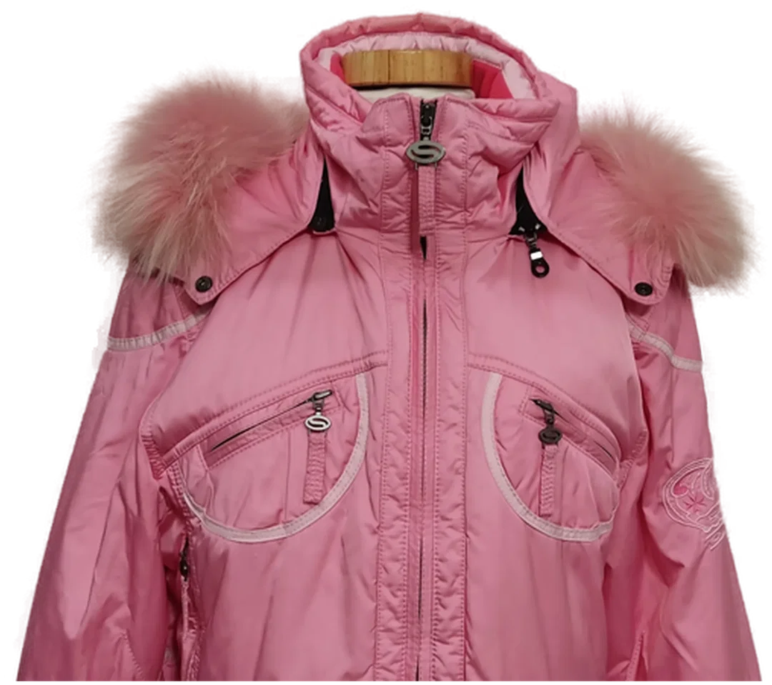 SP Kitzbühel Sportalm Vintage Damen Skijacke mit Kunstpelz roserot/pink Größe 42 – Bild 4