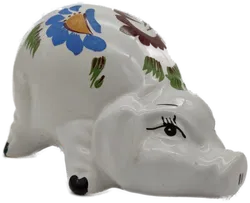 Sparschwein Porzellan, weiß mit Bemahlung, Größe ca. 18 x 12 x 11 cm - Bild 2