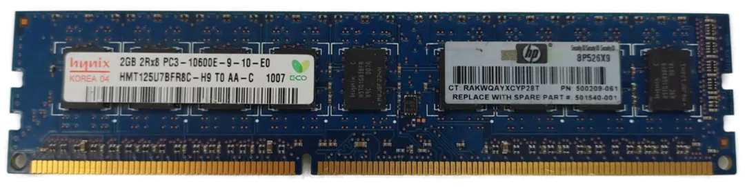 Hynix 2GB DDR3 2Rx8 PC3-10600E-9-10-E0 Arbeitsspeicher / RAM  - Bild 1