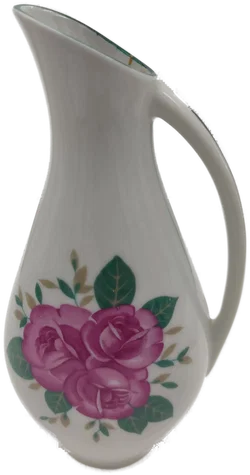 Porzellanvase mit Blumenmotiv aus Unterweissbach | DDR-Ostalgie Henkelvase – Vorschau 3