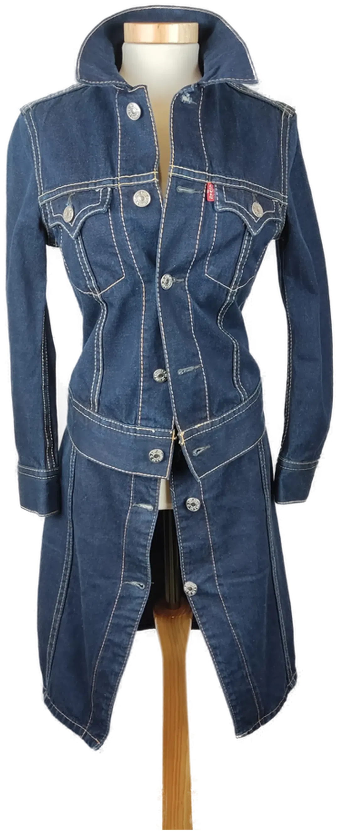 Levi's Type1 Jeanskleid Ärmellos mit passender Denim Truckerjacke dunkelblau - XS/34 - Bild 4