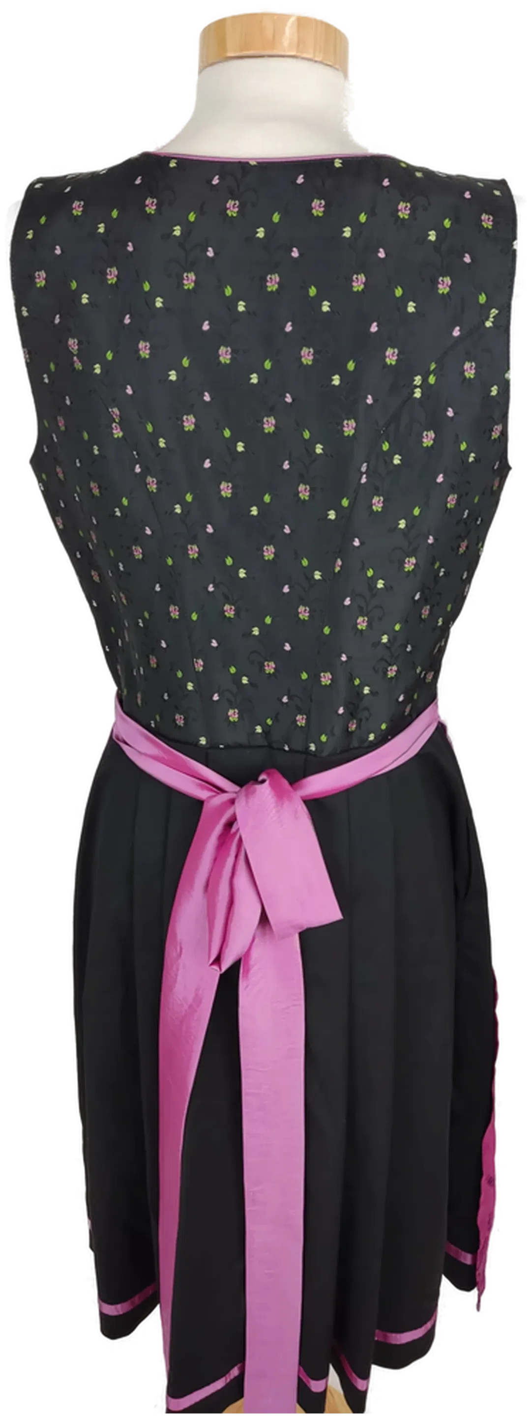 Dirnd "Landhaus Tracht", schwarz/grün/rosa mit Stickerei, Größe 40 – Bild 4