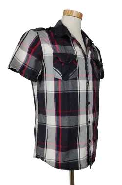 Clockhouse Herren Kurzarmhemd, kariert/schwarz - Gr. M - Bild 2