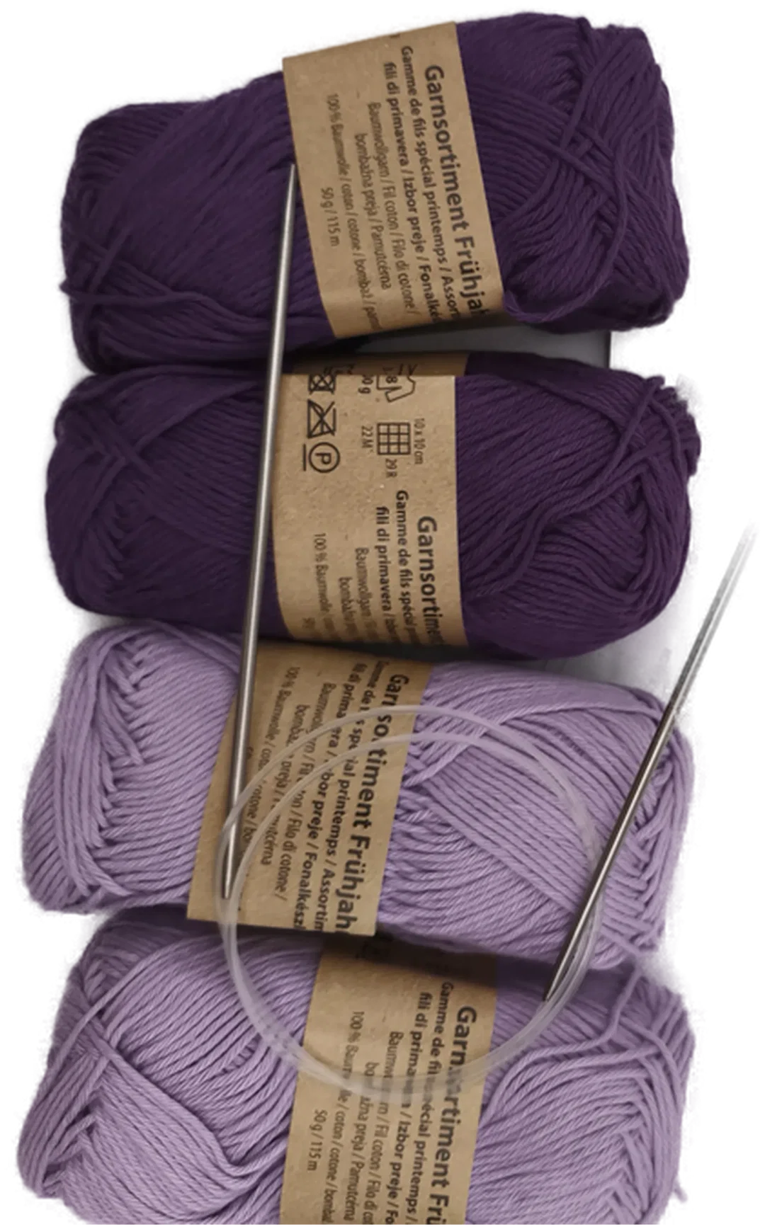 Strickset, 4x Baumwollgarn + Rundstricknadel, NEU – Bild 2