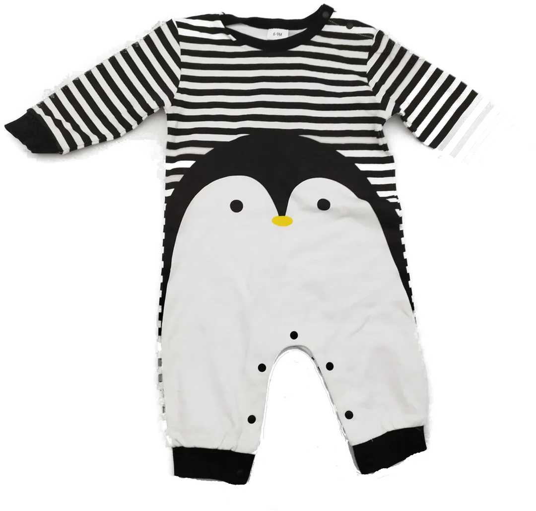 Baby Jumpsuit Pinguin - 6-9 Monate / 100% Baumwolle - Bild 1