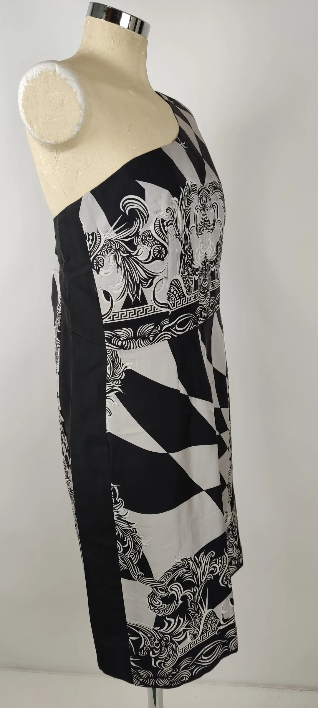 Versace Midikleid Asymmetrisch Seide One-Shoulder | Party-Ikone Göße 50 / 4XL – Bild 3