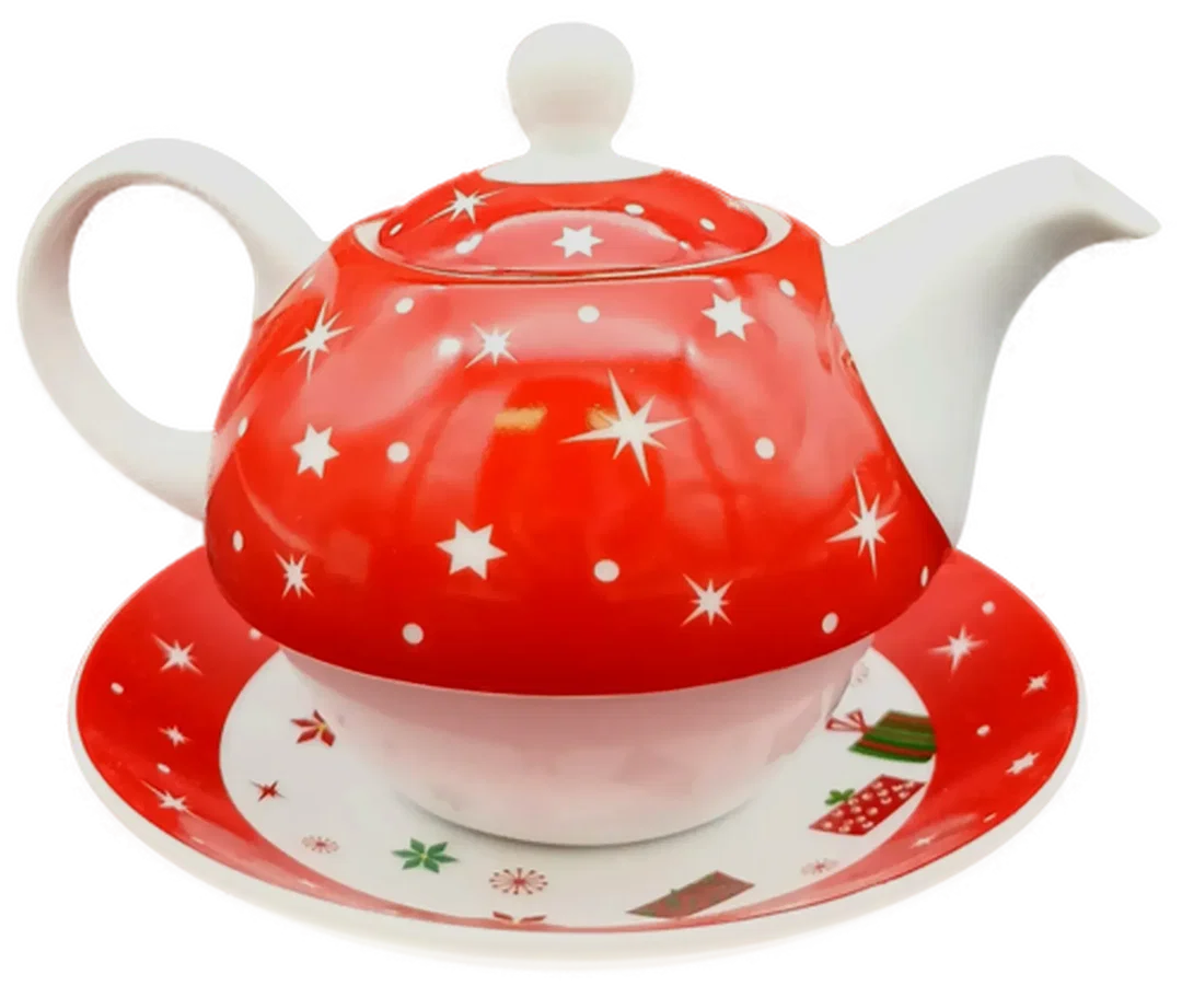Teekanne & Teetasse mit weihnachtlichem Motiv  – Bild 4