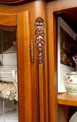 Vintage Biedermeier Vitrinenschrank, Vollholz, Mahagoni, 2-teilig - Bild 2