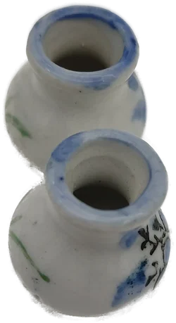 Puppenhaus Zubehör: Miniatur Keramikvase mit Blumenmotiv 2er-Set | Sammlerstück  - Bild 5